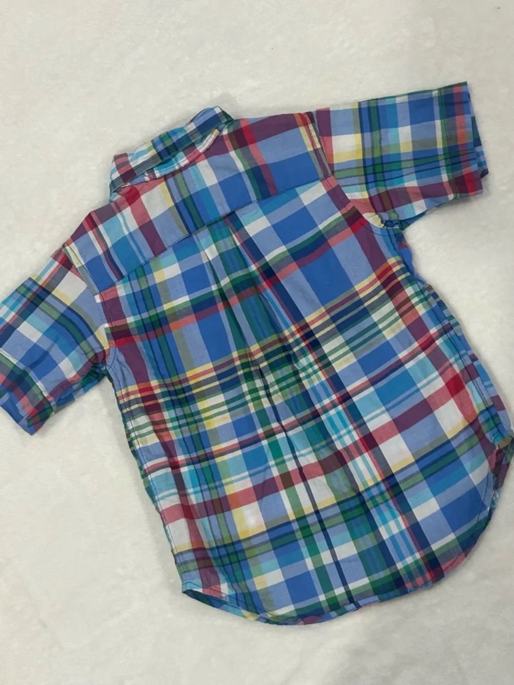 Ralph Lauren shirt button down short sleeve kids toddler boys 3T blue plaid prep